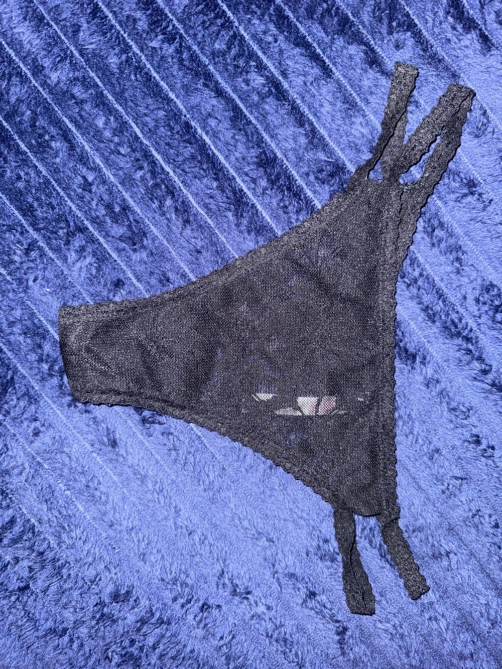 PINK Victoria's Secret Black Lace Triangle Thong